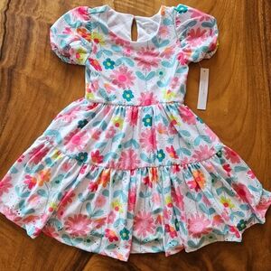 NWT Tahari Girl Size 5 Pink and Blue Floral Kids Dress